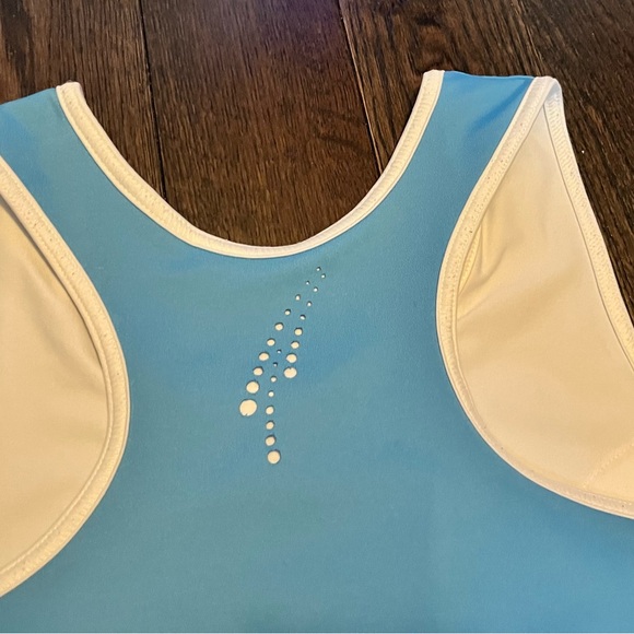 (5 for $15) FILA F-5 Sports Bra Blue with White Border Sports Keyhole Back - Picture 5 of 6
